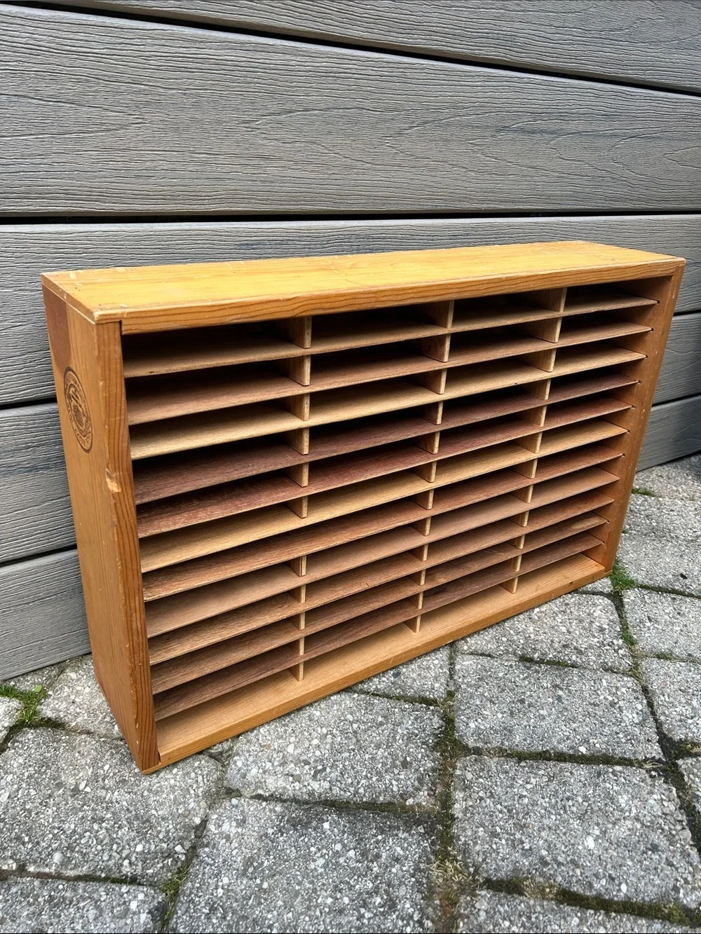 Vintage NAPA VALLEY BOX COMPABY Wooden Storage Rack crate with 48 Slots